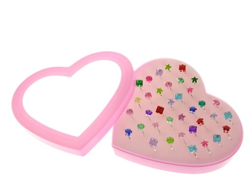 Nagrody dla małych pacjentów - A144A02 - Pierścionki w serduszku (regulowane) 36 sztuk srebrne z brylantem