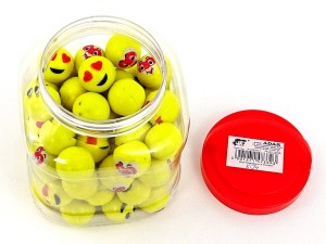 A075J02L - Piłeczki skaczące - kangurki żółte z buźką luzem średnica 30 mm