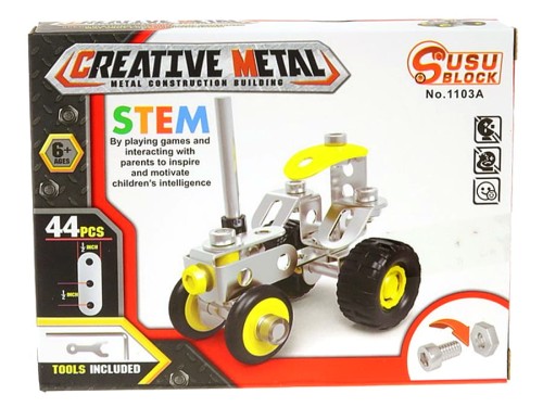 Nagrody dla małych pacjentów gabinetów lekarskich: A900M03 - Klocki konstrukcyjne metalowe do skręcania pojazdy mix wzorów, 35-45 elementów NOWOŚĆ