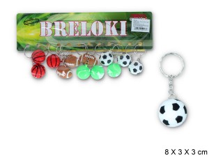 A011A01 - Brelok piłka gumowa średnia, różne wzory i kolory, 12 sztuk