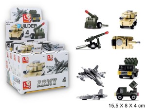 A900B03 - Klocki Builder pojazdy wojskowe, różne wzory, 38-45 elementów
