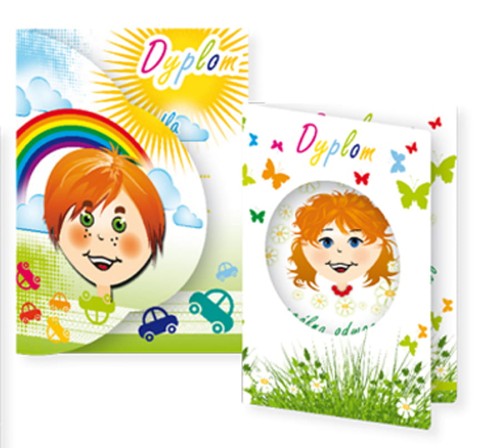 Nagrody dla dzielnych pacjentów gabinetów lekarskich: A122A - Dyplom dla praktyk dentystycznych z dziewczynką i z chłopcem, zestaw 2 wzory