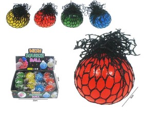 A282A04 - Piłeczka żelowa (gniotek) w siatce, tzw. wyciskane winogrona, różne kolory