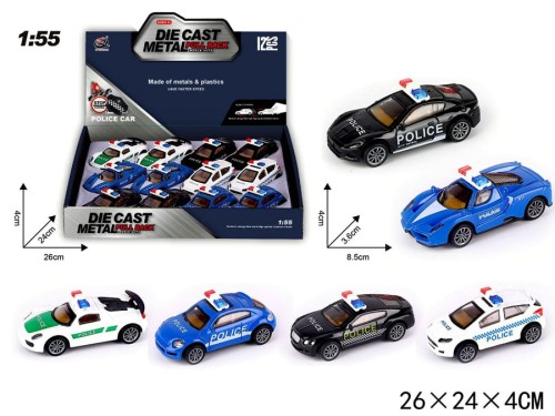Nagrody dla małych pacjentów gabinetów lekarskich: A715G21 - Samochód metalowy z napędem policja, 8,5 cm, różne wzory