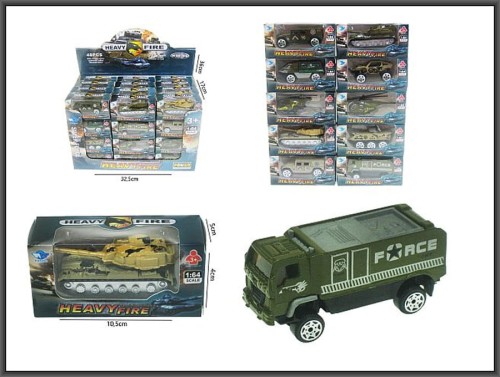 Nagrody dla dzielnych pacjentów gabinetów lekarskich : A715G20 - Samochód metalowy wojskowy w pudełeczku, 7 cm, różne wzory