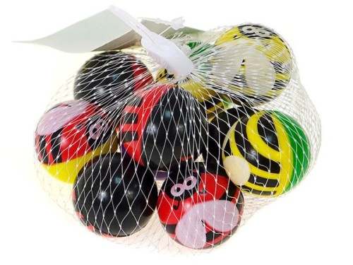 Nagrody dla dzielnych pacjentów gabinetów lekarskich: A075A16 - Piłeczki skaczące - kangurki owady 10 sztuk w siatce (średnica 32 mm)