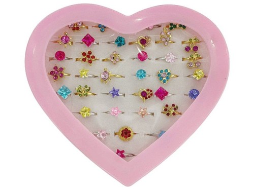 Nagrody dla dzielnych pacjentów gabinetów lekarskich: A144E19 - Pierścionki w serduszku (regulowane) 36 sztuk różne wzory