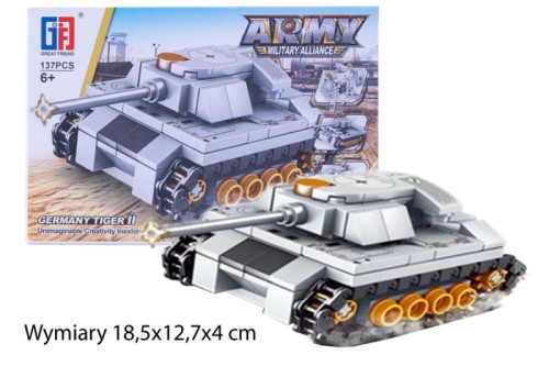 Nagrody dla małych pacjentów gabinetów lekarskich: A900A09 - Klocki konstrukcyjne czołg 4w1 Tiger 2- 137 elementów